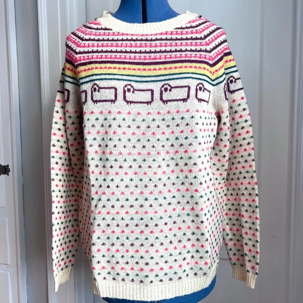 Woolrich Vintage Women's Fair Isle Sweater Size L EUC - Picture 3 of 9